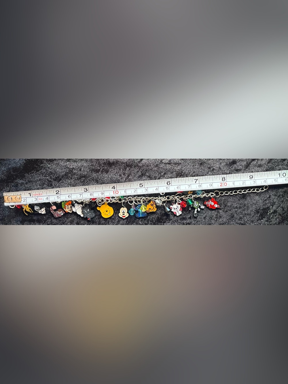 Silver Multi-Color Charm Bracelet - Cute Disney Character Charms NWOT